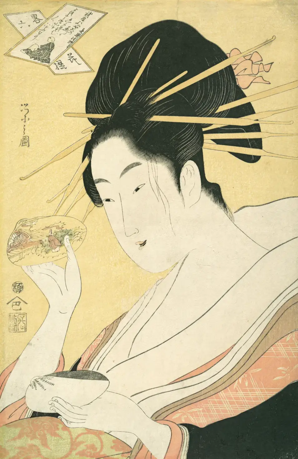 Matching Shells (Kai-awase), “Kisen Hōshi,” from the series Modern Parodies of the Six Poetic Immortals (Yatsushi rokkasen: Kisen Hōshi) | Chōbunsai Eishi - 浮世繪畫廊