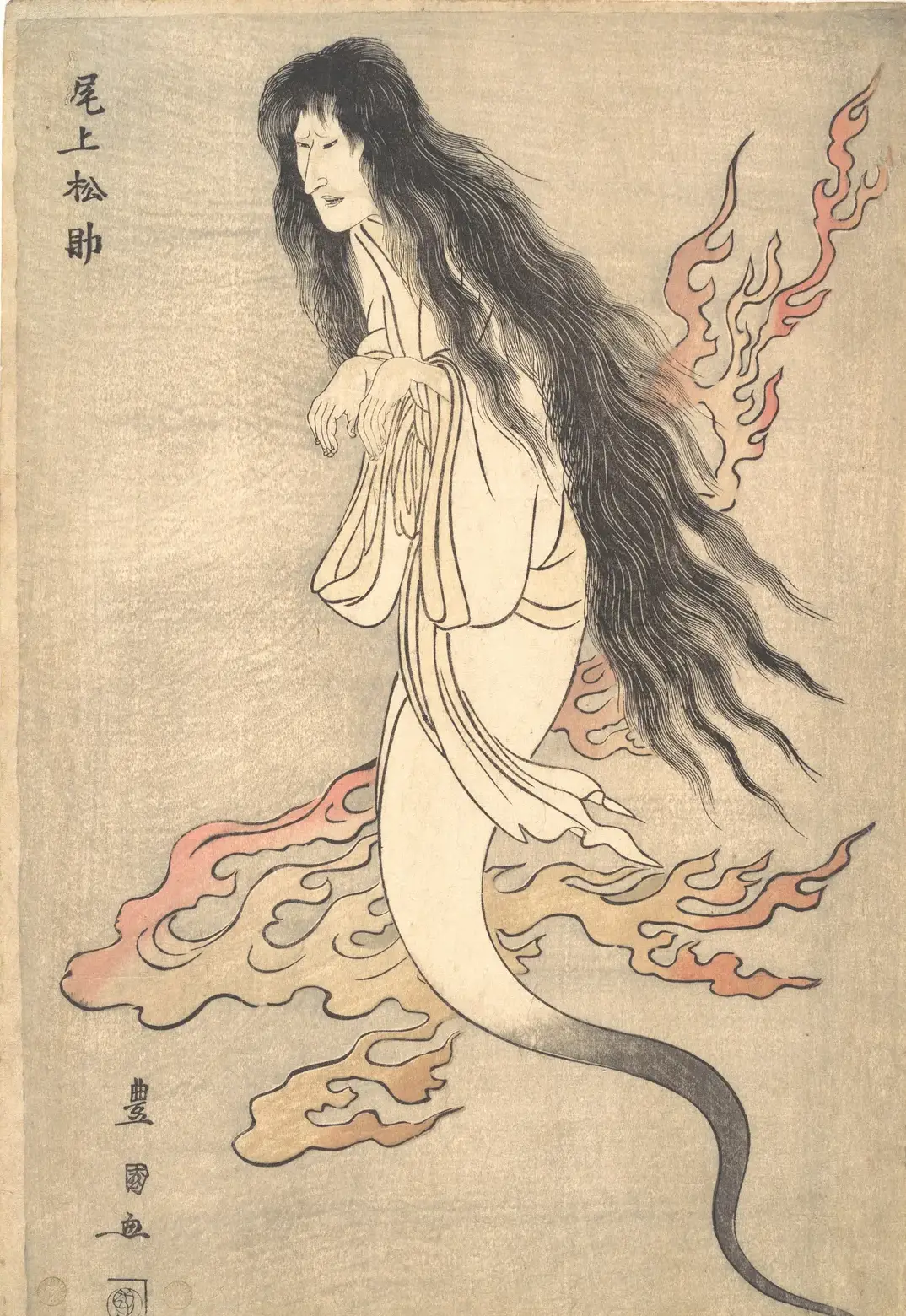 Onoe Matsusuke as the Ghost of the Murdered Wife Oiwa, in "A Tale of Horror from the Yotsuya Station on the Tokaido Road" | Utagawa Toyokuni I - 浮世繪畫廊