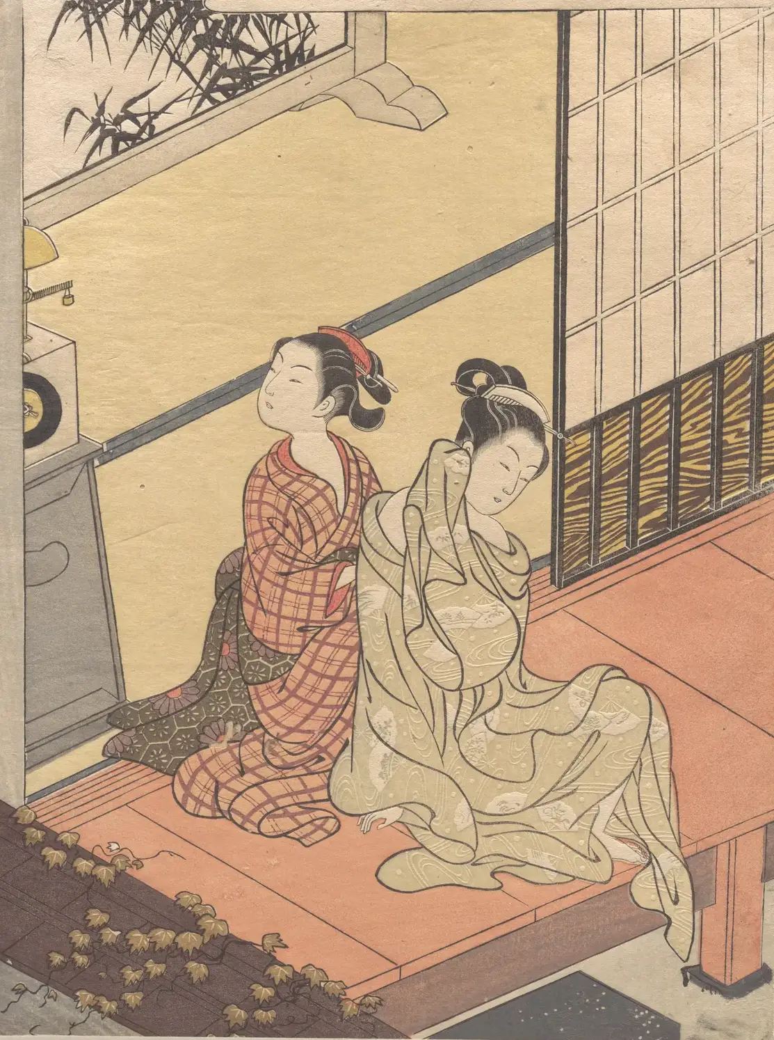 Evening Chime of the Clock (Tokei no banshō), from the series “Eight Parlor Views” (Zashiki hakkei) | Suzuki Harunobu - 浮世繪畫廊
