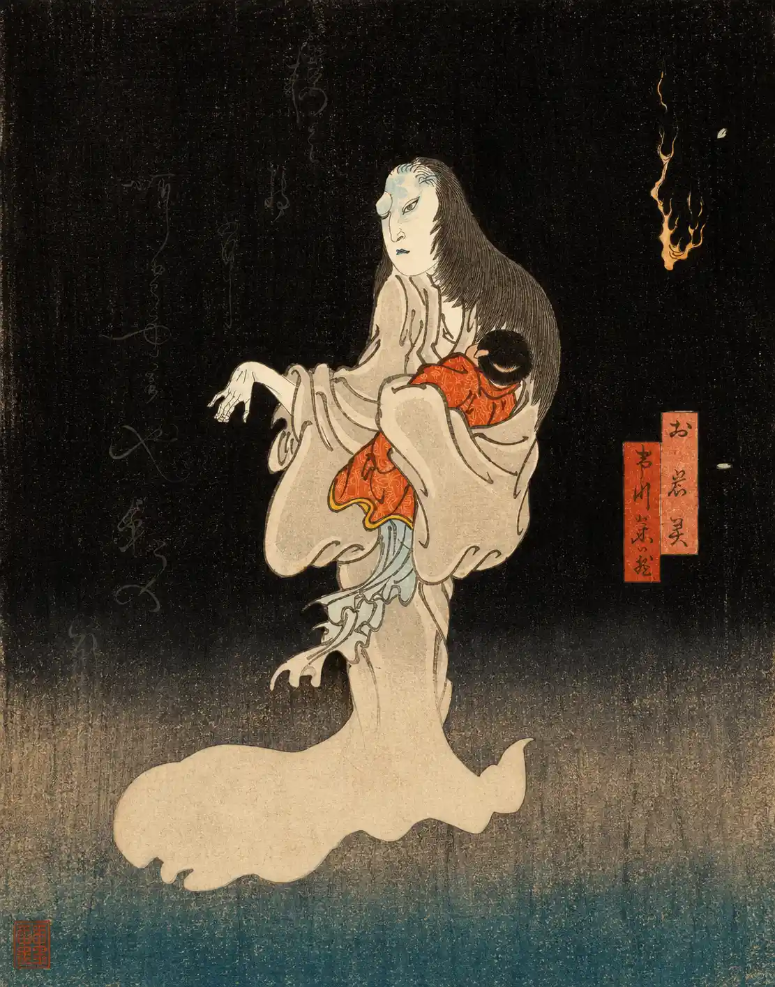 Ichikawa Yonezō as the Ghost of Oiwa | Enjaku 猿雀 - 浮世繪妖怪與怪談幽靈畫廊